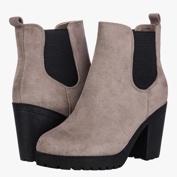 None Shoes - Elegant Taupe Ankle Booties size 7 new Chelsea bootie chunky heel